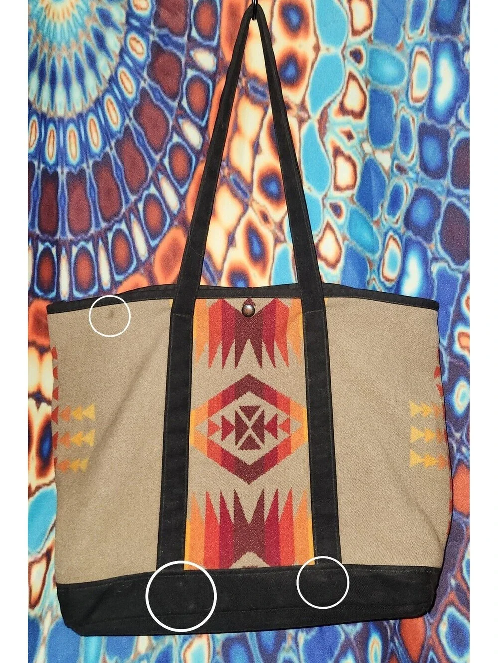 RARE! PENDLETON Chief Joseph Chili WOOL Open Tote Snap Clean